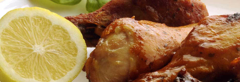 Flambéed chicken legs with whisky